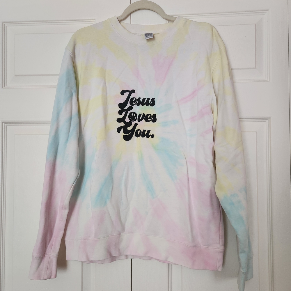 Tie-Dye Jesus Loves You Sweatshirt